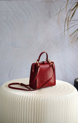 Handmade Womens Stylish Square Coffee Leather Doctor Handbag Side Purse Doctor Purse for Women
