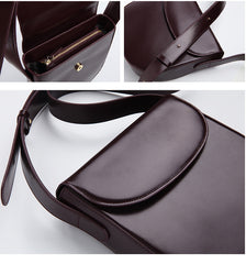 Minimalist Leather Womens Stylish Saddle Crossbody Bag Purse Shoulder Bag for Women