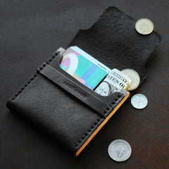 Cool Wooden Leather Mens Black Wallet Small Card Holder Black Coin Wallet for Men