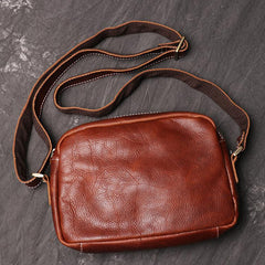 Cool Brown Leather Men's Small Shoulder Bag Messenger Bag Side Bag For Men