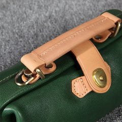 Womens Green Leather Mini Doctor Handbag Purses Classic Green Doctor Crossbody Purses for Women