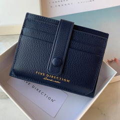 Cute Women Black Leather Card Holder Slim Card Wallet Black Small Card Holder Credit Card Holder For Women