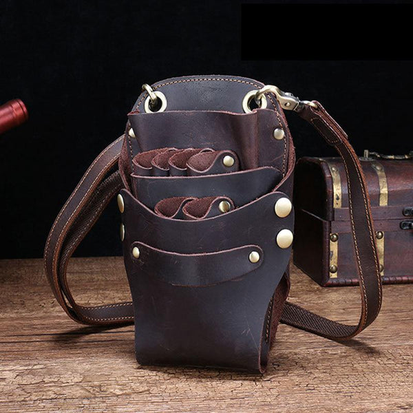 Cool Leather Waist Belt Pouch Mens Hairstylist Tool Barber Pouch Scissor Case fo FY01881090