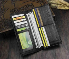 Black Leather Men's Crocodile Pattern Long Biker Chain Wallet 