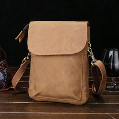 Cool Dark Brown Leather Mens Belt Pouch Small Side Bag Waist Belt Bag For Men