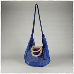 Womens Orange Net Polyester Leather Tote Handbag Purse Polyester Tote Shoulder Bag Purse for Ladies