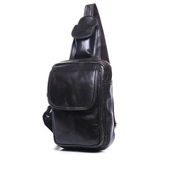 Leather Mens Sling Bag One Shoulder Backpack Chest Bag Sling Backpack for men