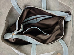 Fashion Womens Blue Leather Oversize Tote Bag Blue Shoulder Tote Bag Handbag Tote For Women