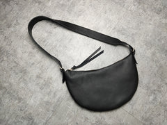 Fashion Women Black Leather Saddle Shoulder Bag Side Bag White Saddle Crossbody Bag Purse For Women