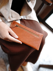 Slim Black Leather Clutch Wallet Womens Zip Wallets Black Ladies Zipper Clutch Wallet for Women