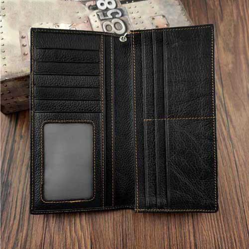 Badass Black Leather Men's Crocodile Pattern Long Biker Chain Wallet L –  imessengerbags