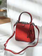 Womens Coffee Leather Doctor Handbag Purses Square Doctor Crossbody Purse for Women