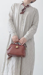 Handmade Womens Brown Leather Doctor Handbag Purse Vintage Small Doctor Shoulder Bag for Women