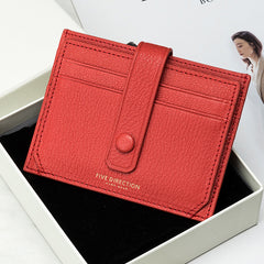 Cute Women Orange Sheepskin Card Holder Slim Card Wallet Orange Card Holder Credit Card Holder For Women