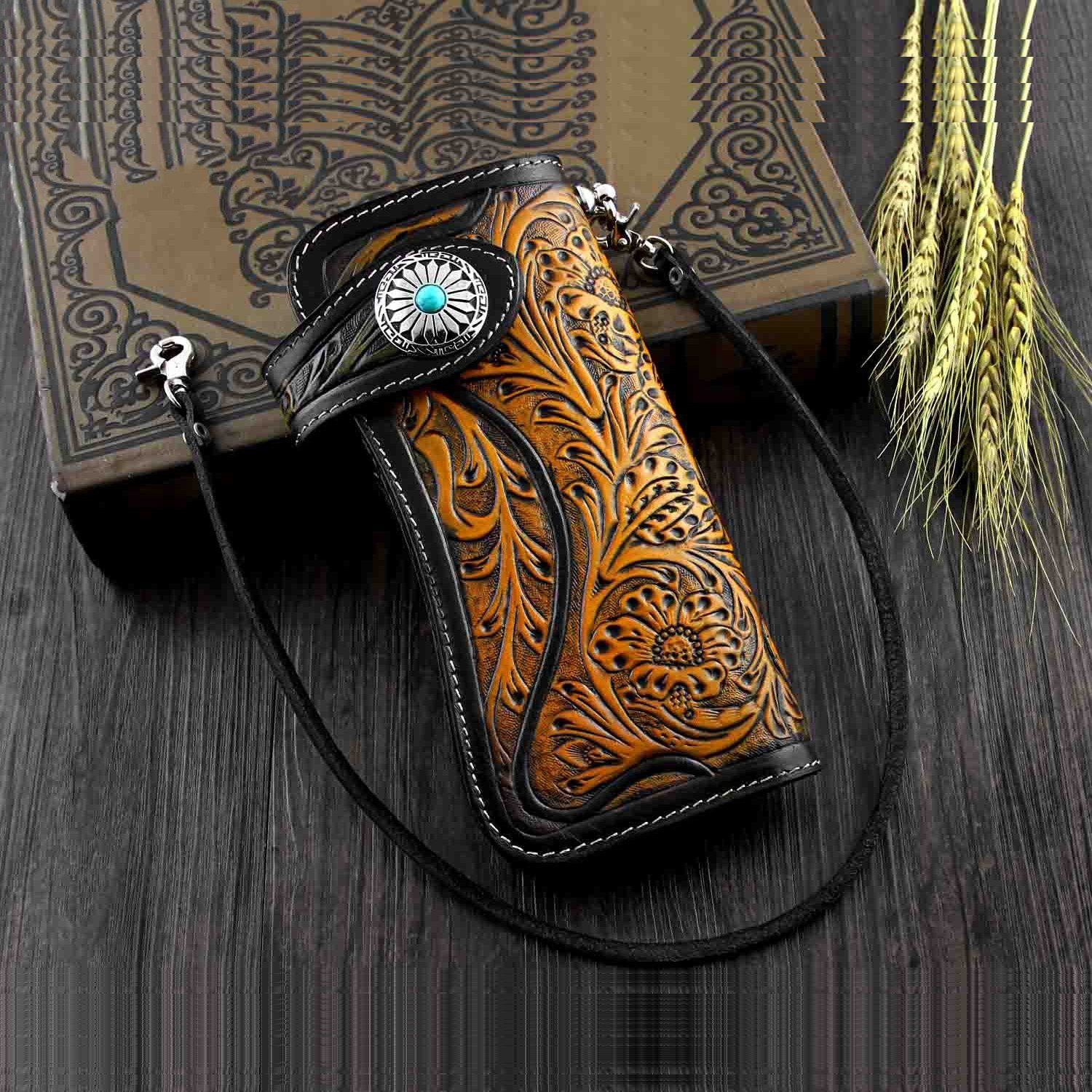 Tooled Leather Biker Wallets