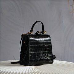 Handmade Womens Stylish Square Dark Green Leather Doctor Handbag Side Purse Doctor Purse for Women