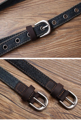 Vintage Women Denim Slim Belts Denim Blue Belts Vintage Belts For Women