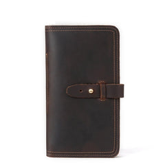 Cool Leather Mens Travel Long Wallet Passport Leather Wallet Long Wallet for Men