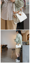 Vintage Womens Gray Leather Doctor Handbags Shoulder Purses Doctor Purse for Women