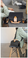 Vintage Womens Gray Leather Doctor Handbags Shoulder Purses Doctor Purse for Women