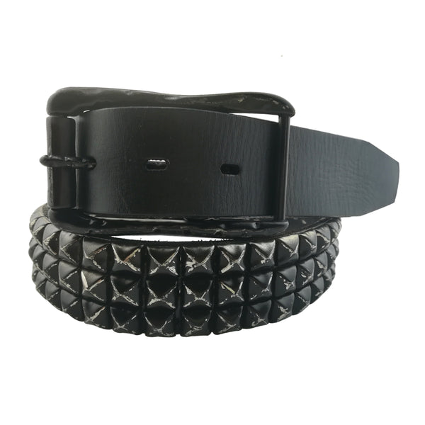 Handmade Custom personalized punk rivet Leather men White black belt - EverHandmade