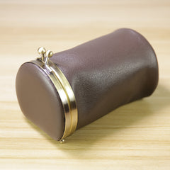 Vintage Women Coffee Leather Cup Coin Wallet Frame Clasp Coin Pouch Change Wallet For Women