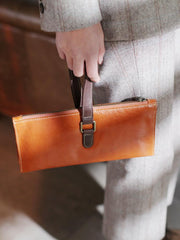Unusual Handbags Soft Tan Leather Handbag Folded Clutch - Annie Jewel