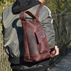 Cool Leather Mens Chest Bag Sling Bags Sling Crossbody Bag Travel Sling Bag for men