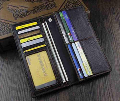 biker wallets​ Badass Black Leather Men's Metal Star Long Biker Chain Wallet Bifold Long Wallet with Chain For Men