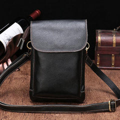 Cool Dark Brown Leather Mens Belt Pouch Small Side Bag Waist Belt Bag For Men