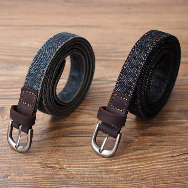 Vintage Women Denim Slim Belts Denim Blue - Back View