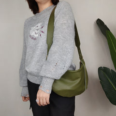 Fashion Women Black Leather Saddle Shoulder Bag Side Bag White Saddle Crossbody Bag Purse For Women