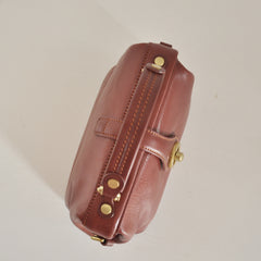 Handmade Womens Brown Leather Doctor Handbag Purse Vintage Small Doctor Shoulder Bag for Women