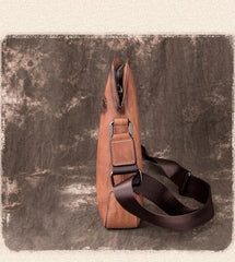 Vintage Coffee LEATHER MEN'S Small Side bag - Size Detail