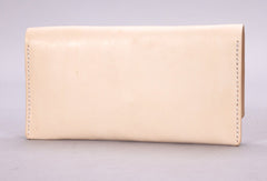 Handmade beige minimalist vintage leather phone clutch long wallet for women men - EverHandmade