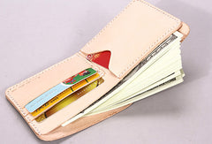 Handmade mens orange black minimalist slim leather billfold card wallet for men