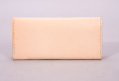 Handmade beige black minimalist leather phone clutch long wallet for women - EverHandmade