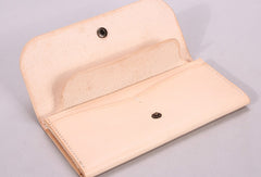 Handmade beige black minimalist leather phone clutch long wallet for women - EverHandmade