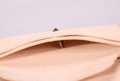 Handmade beige black minimalist leather phone clutch long wallet for women