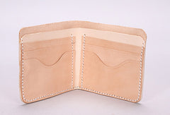 Handmade mens beige black minimalist slim leather billfold card wallet for men - EverHandmade