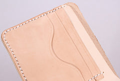 Handmade mens beige black minimalist slim leather billfold card wallet for men - EverHandmade