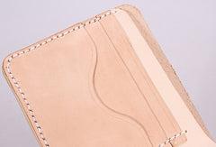 Handmade mens beige black minimalist slim leather billfold card wallet for men