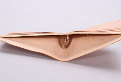 Handmade mens beige black minimalist slim leather billfold card wallet for men - EverHandmade