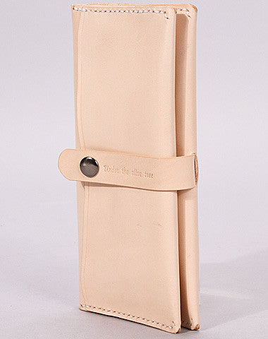 Handmade beige modern minimalist leather phone clutch long wallet for women men