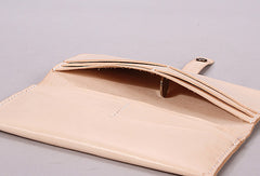 Handmade beige modern minimalist leather phone clutch long wallet for women men