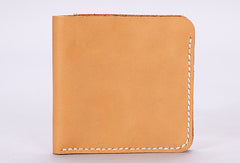 Handmade leather wallet yellow minimalist slim leather billfold card wallet for men - EverHandmade