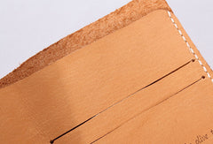 Handmade leather wallet yellow minimalist slim leather billfold card wallet for men - EverHandmade