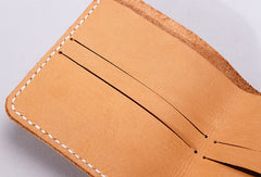 Handmade leather wallet yellow minimalist slim leather billfold card wallet for men