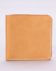 Handmade leather wallet yellow minimalist slim leather billfold card wallet for men