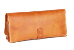 Handmade yellow modern minimalist leather phone clutch long wallet for women